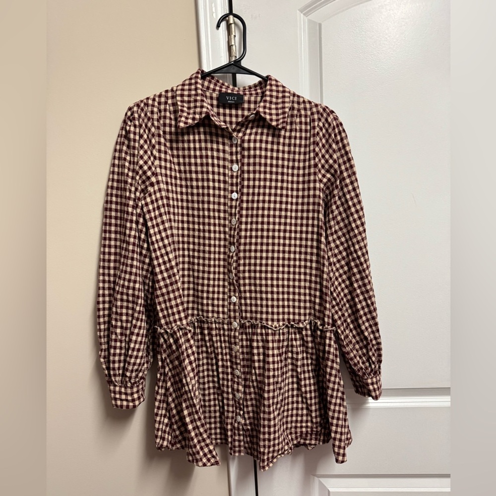 Vici Tawnya Gingham Dress - Size Small